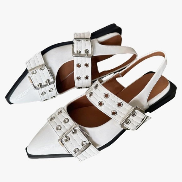 ✨HOST PICK✨ NWOT Fashion Shiny White Flat Shoes - Picture 4 of 4